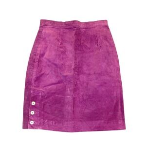 Hugo Busca Leather Pencil‎ Skirt Women 8 Purple Dark Academia Moody Vampy Preppy